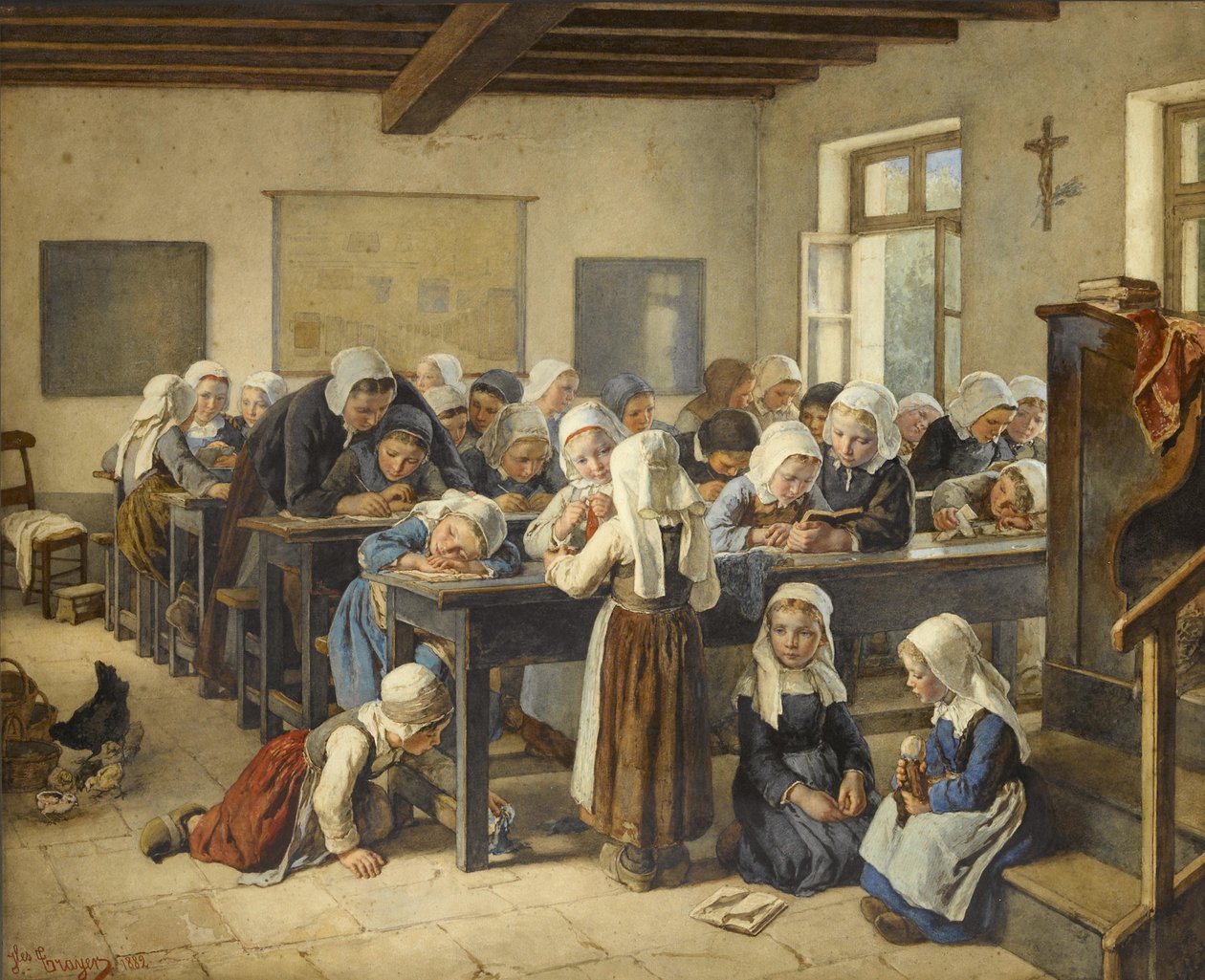 Bretońska szkoła dla dziewcząt, 1882 r. autorstwa Jules Trayer