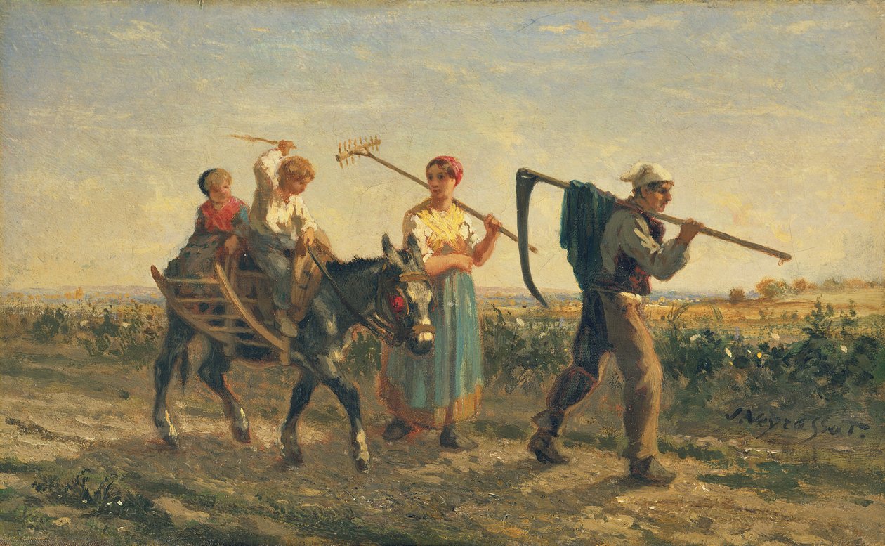 Powrót do domu (olej na płótnie) autorstwa Jules Veyrassat