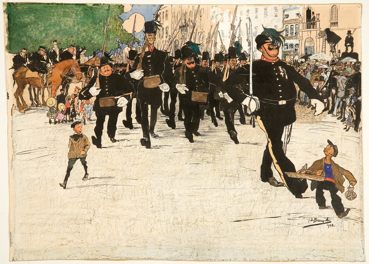 Parada patrolu Vigilante w Gandawie autorstwa Jules de Bruycker