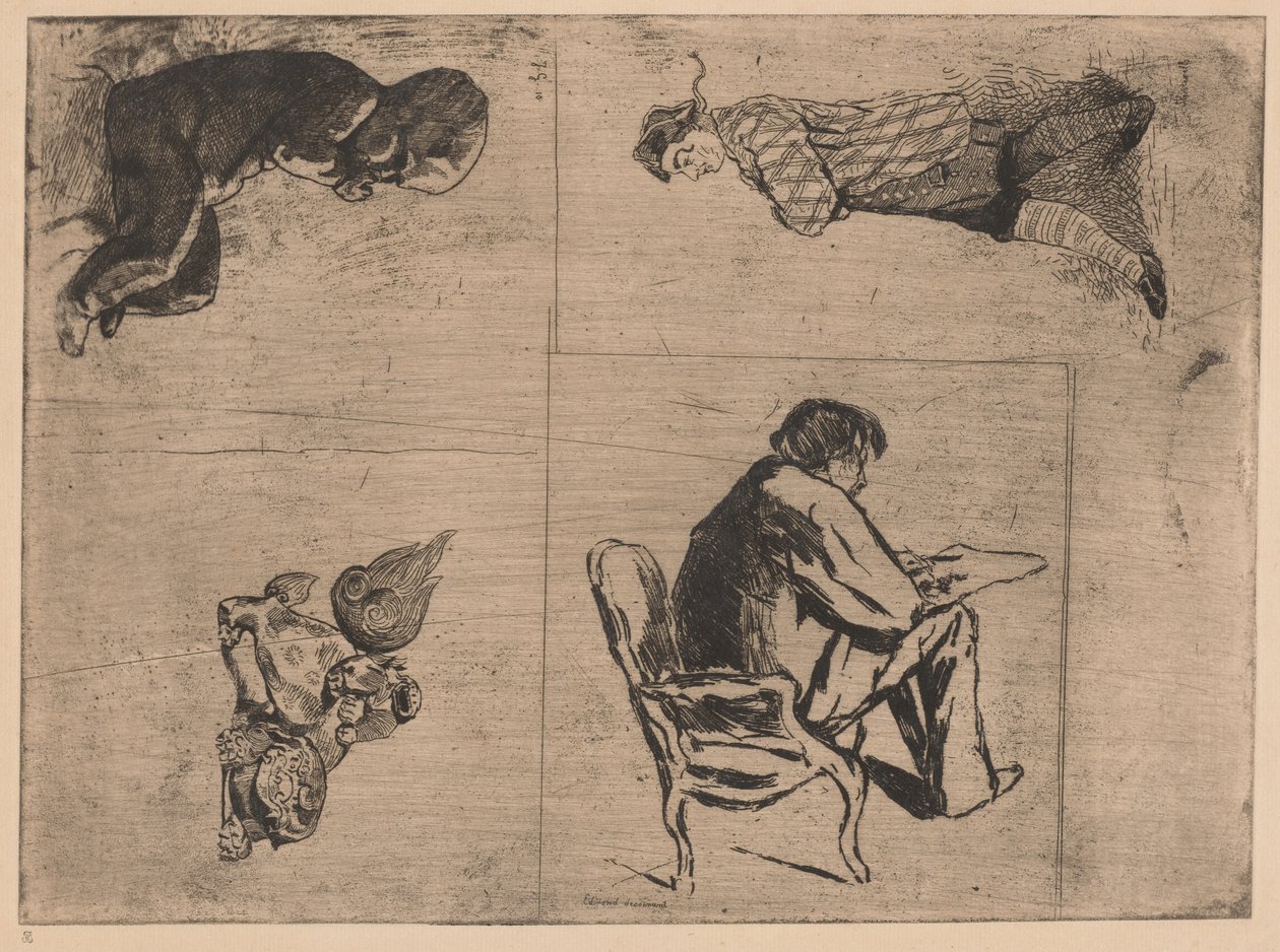 Edmond dessinant (Rysunek Edmonda, Stenterello i inne szkice) autorstwa Jules de Goncourt