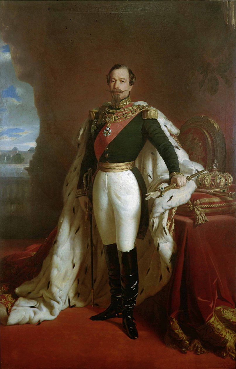 Portret cesarza Napoleona III (1808-73) w szatach koronacyjnych autorstwa Jules de Vignon