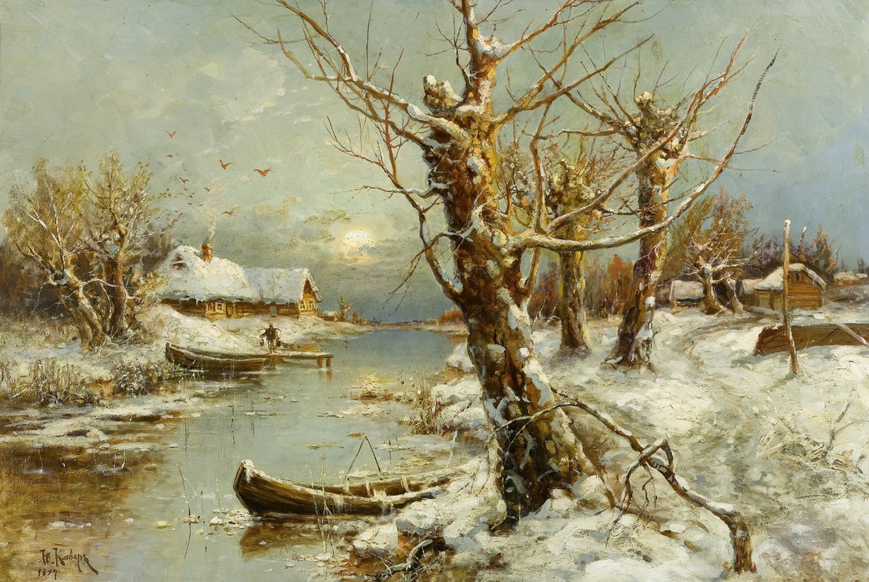 Zimowy krajobraz rzeki, 1897 autorstwa Juli Julievich Klever