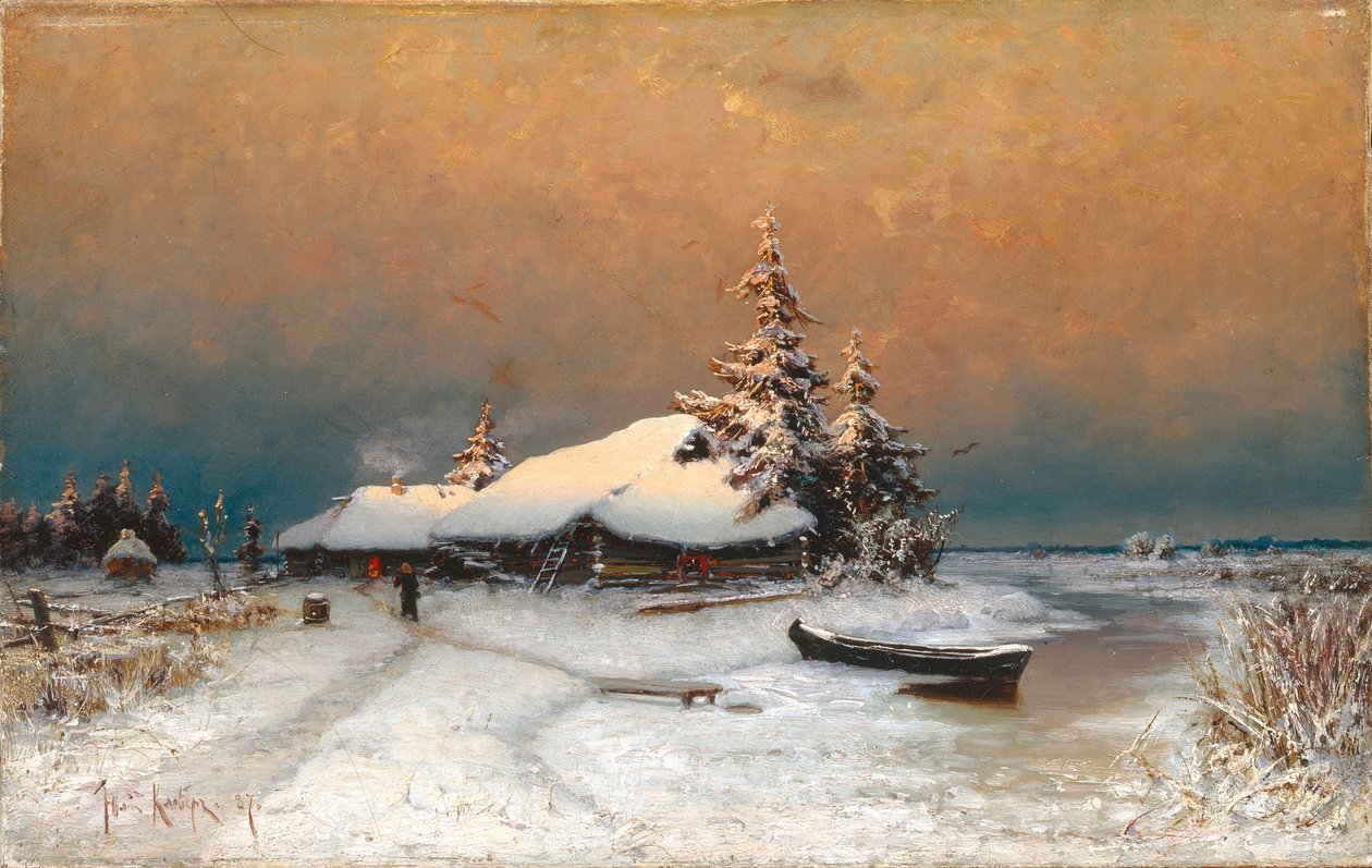 Zimowy zachód słońca, 1887 autorstwa Juli Julievich Klever