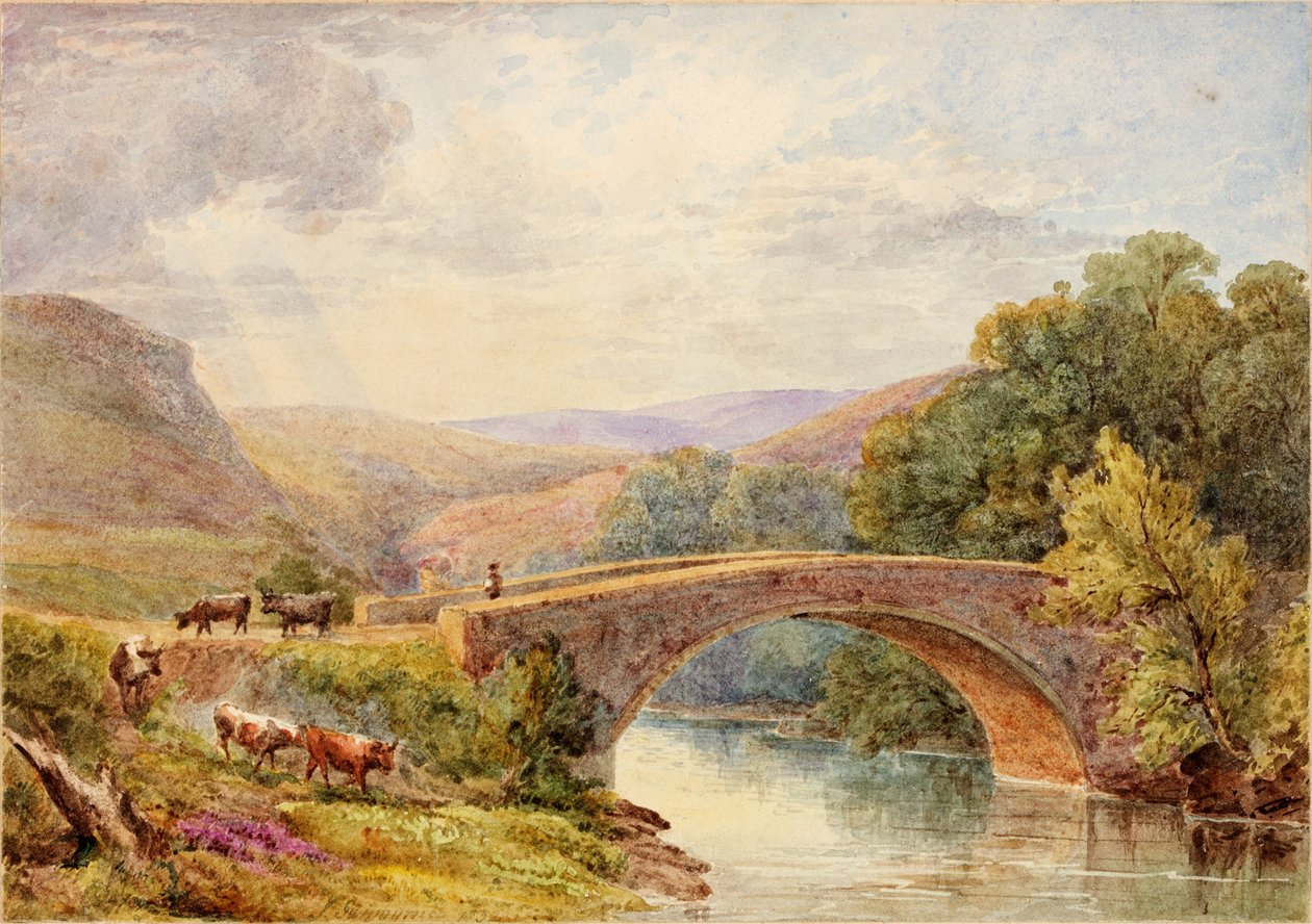Most Lewisburn, North Tyne wc na papierze na karcie autorstwa Julia Swinburne