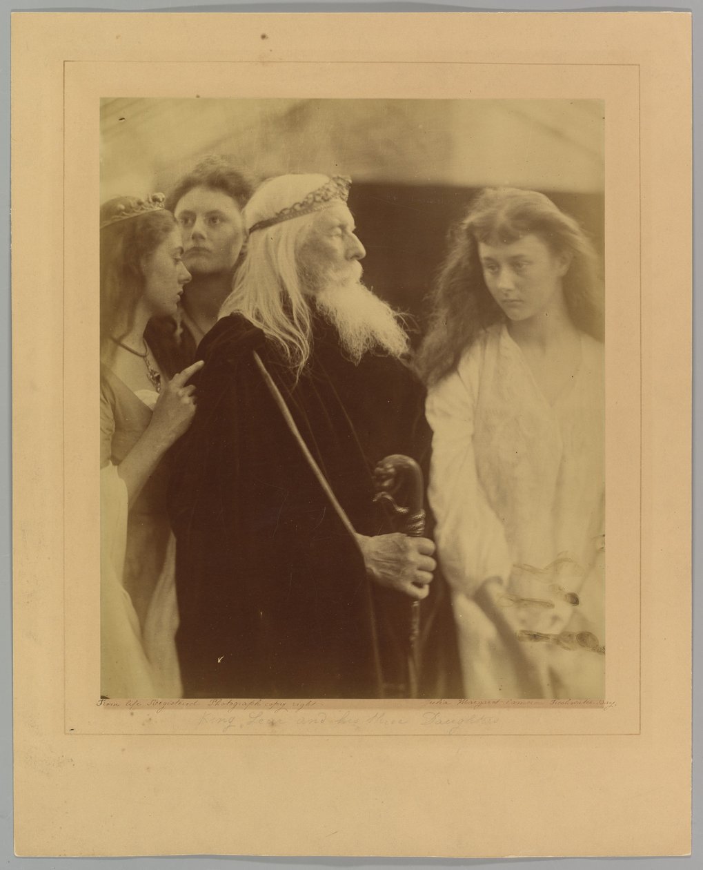 Król Lear dzieli swoje królestwo między trzy córki autorstwa Julia Margaret Cameron