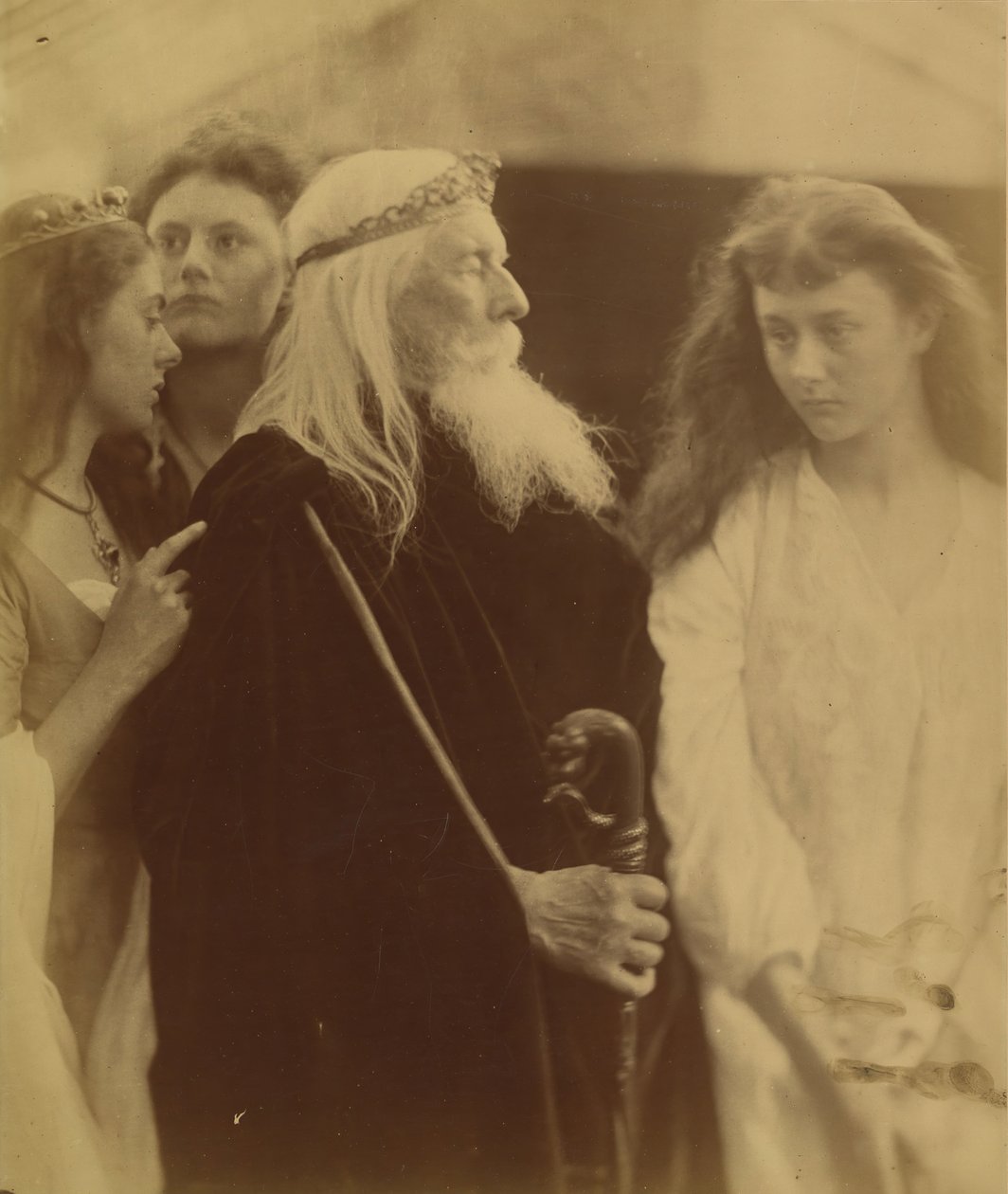 Król Lear przydzielający swoje królestwo swoim trzem córkom, 1872. autorstwa Julia Margaret Cameron