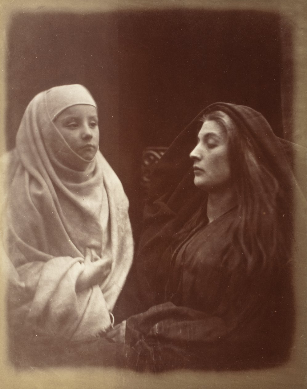 Mała nowicjuszka i królowa Ginewra w Świętym Przytułku w Almsbury autorstwa Julia Margaret Cameron