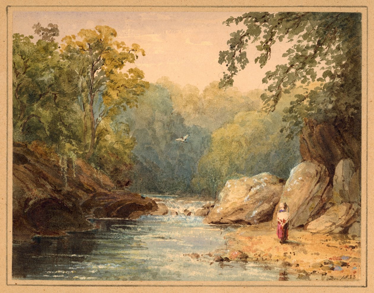 Na Emmeta Burn, North Tyne (ołówek i wc na papierze (na kartonie)) autorstwa Julia Swinburne