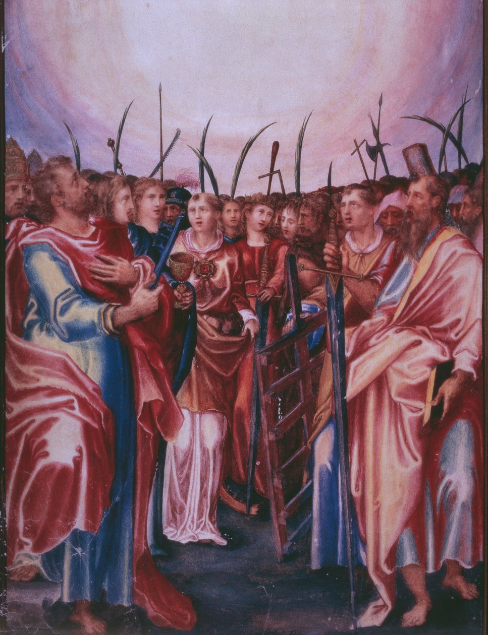 Dzień Wszystkich Świętych, z faksymile Brewiarza króla Hiszpanii Filipa II, 1569 r. (pergamin) autorstwa Julian and Leon, Andres de Fuente del Saz