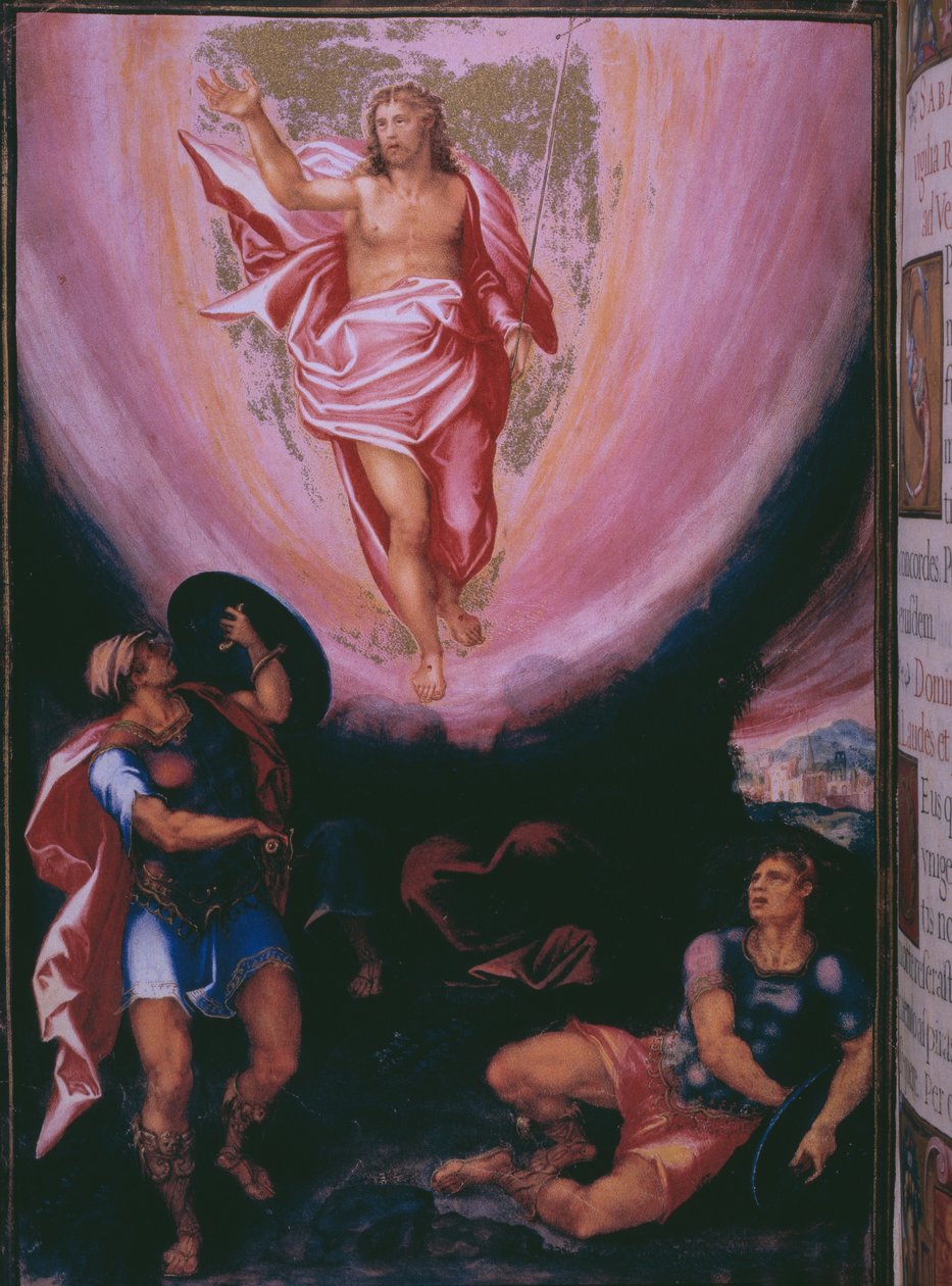 Zmartwychwstanie, z faksymile Brewiarza króla Hiszpanii Filipa II, 1569 (pergamin) autorstwa Julian and Leon, Andres de Fuente del Saz