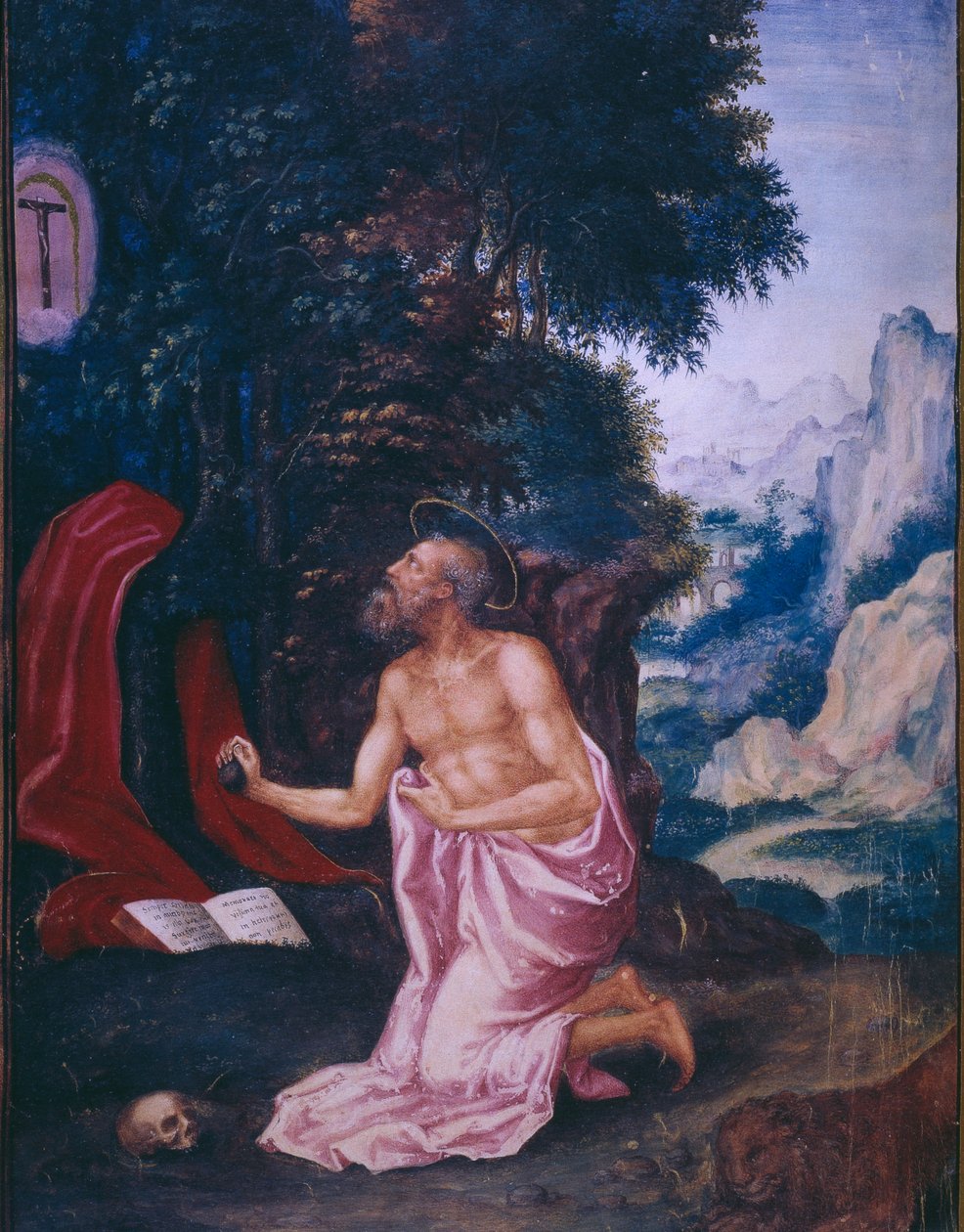 Święty Hieronim, z faksymile Brewiarza króla Hiszpanii Filipa II, 1569 (pergamin) autorstwa Julian and Leon, Andres de Fuente del Saz