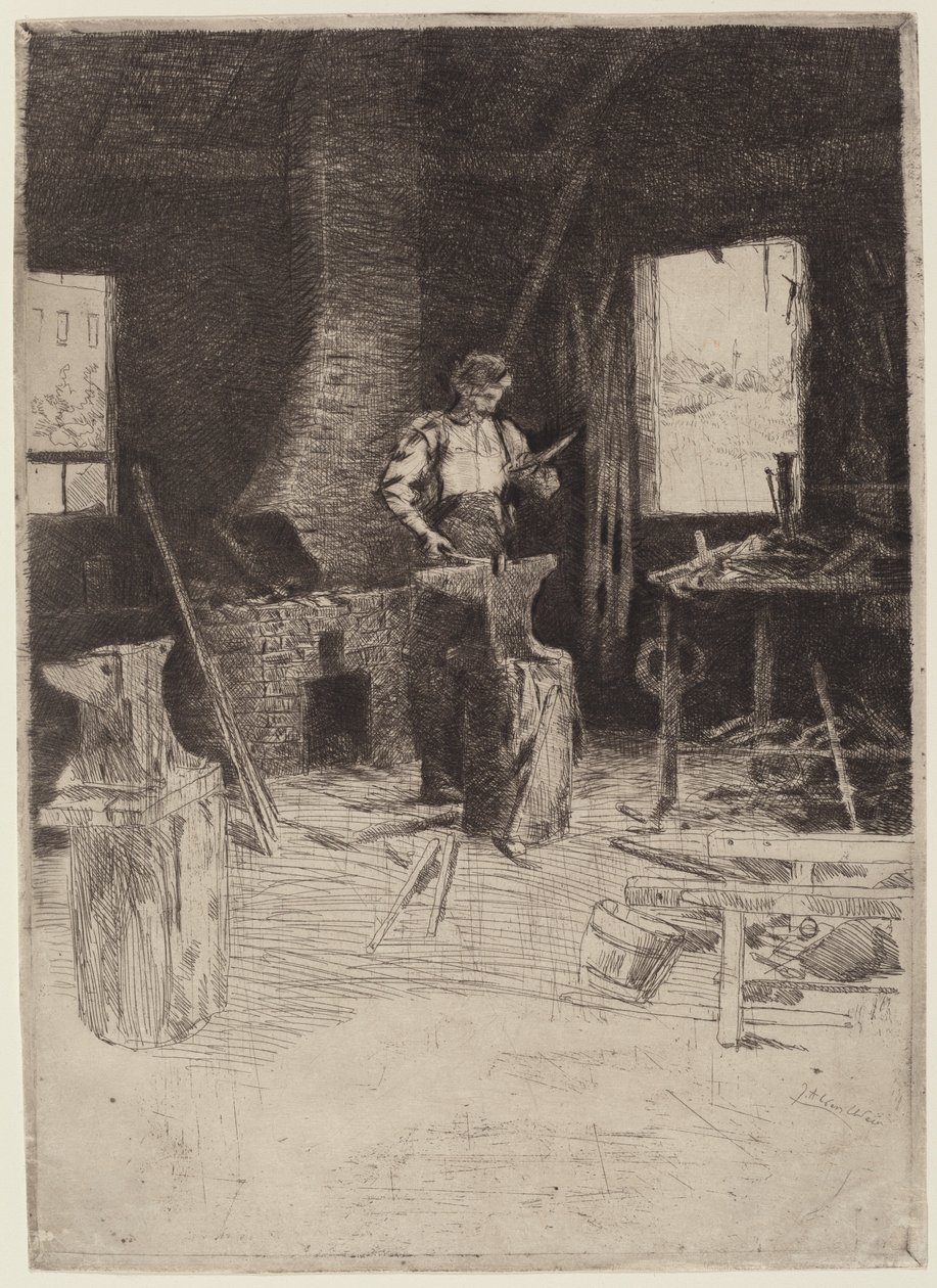 Sklep kowala. autorstwa Julian Alden Weir