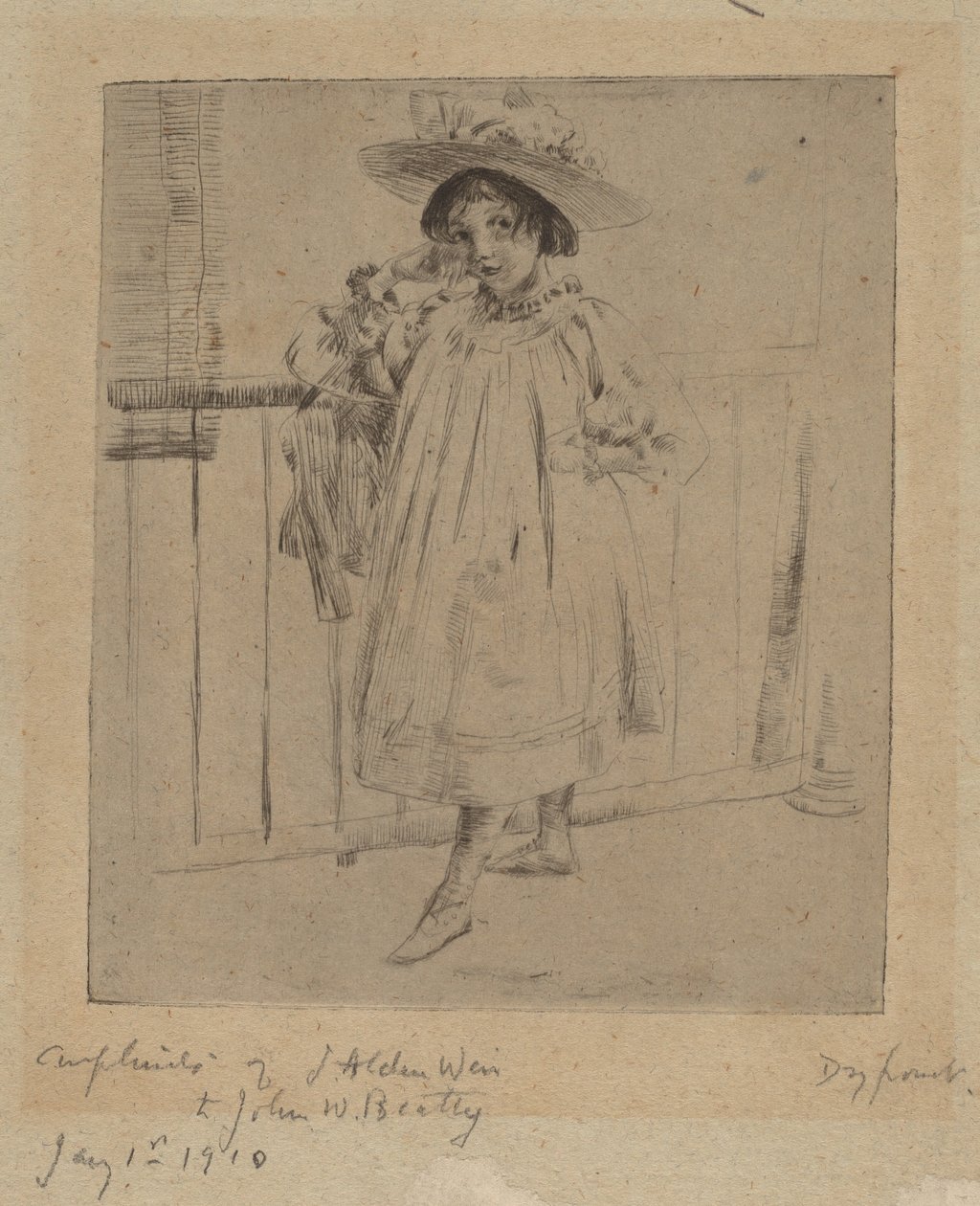Młoda dziewczyna w dużym kapeluszu, 1893. autorstwa Julian Alden Weir