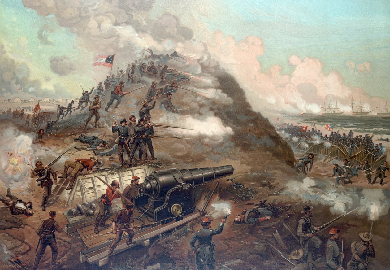 Zdobycie Fort Fisher, wyd. 1887 autorstwa Julian Oliver Davidson