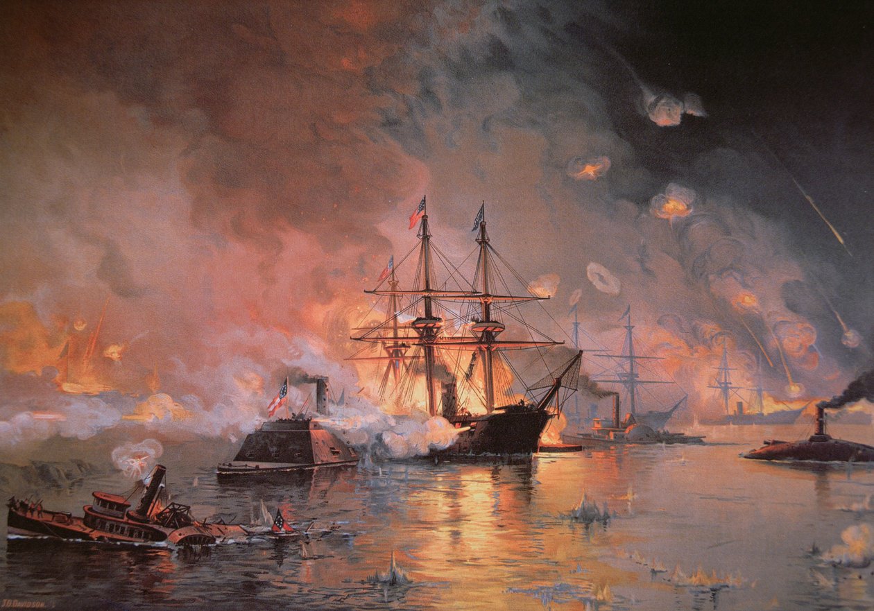 Zdobycie Nowego Orleanu przez oficera flagowego Unii Davida G. Farraguta, 24 kwietnia 1862 (olej na płótnie) autorstwa Julian Oliver Davidson