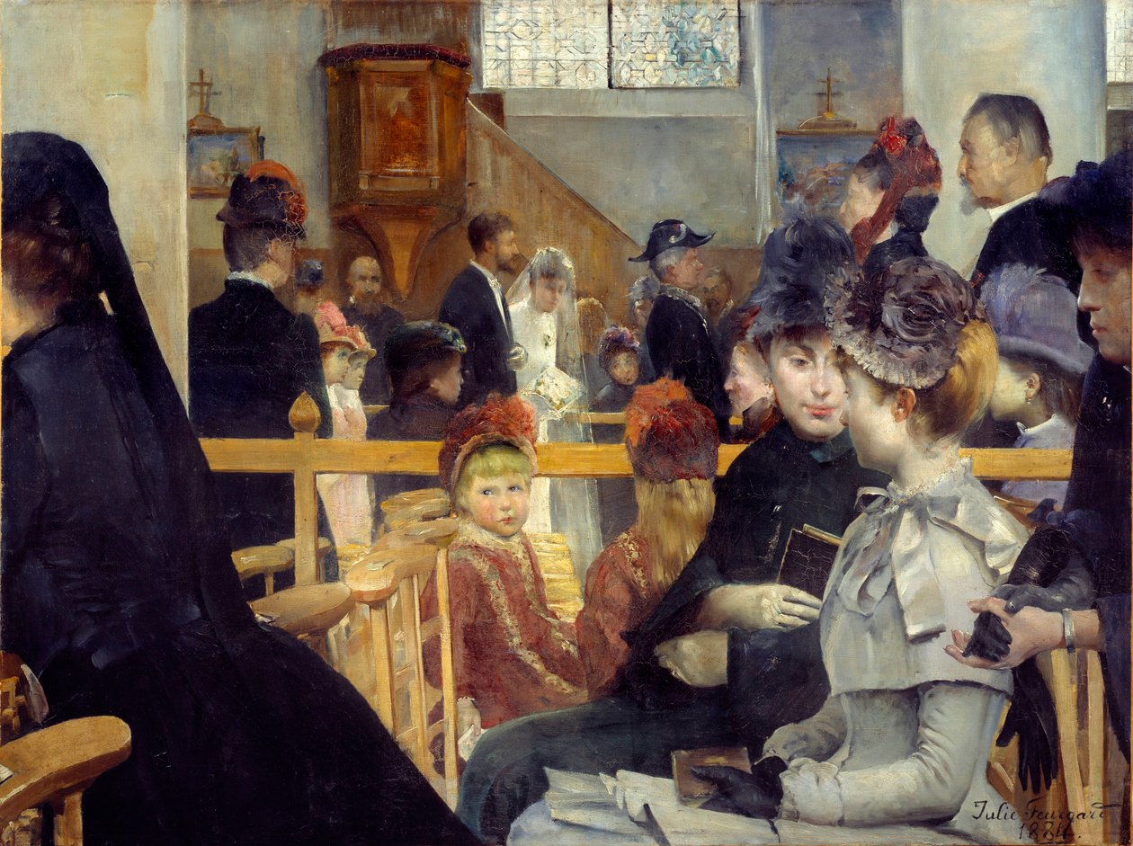 Ceremonia ślubna Ślub w kościele. Obraz Julie Delance Feurgard (1859-1892) 1884 Brześć, Muzeum Sztuk Pięknych autorstwa Julie Delance Feurgard