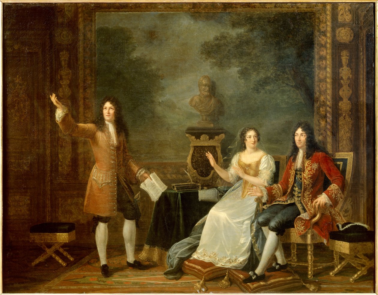 Jean Racine (1639-1699) czytający „Athalie” przed Ludwikiem XIV (1638-1715) i Francoise d