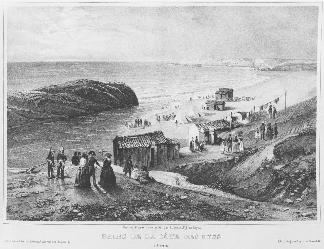 Łaźnie Cote des Fous w Biarritz, 1840-60 autorstwa Jean Jacottet