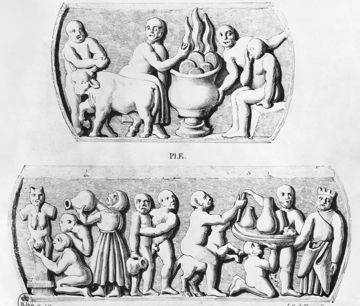 Gnostycka Eucharystia, kopia gnostyckiej trumny, rytowana przez Thierry freres (XIX wiek) (panel boczny z 287227) autorstwa Julien Leopold Boilly