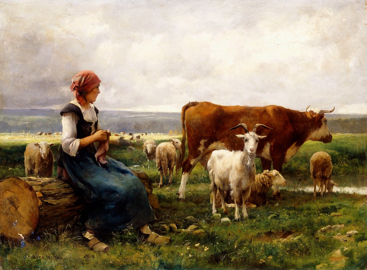 Pasterzko z krowami i kozami, autorstwa Julien Dupre