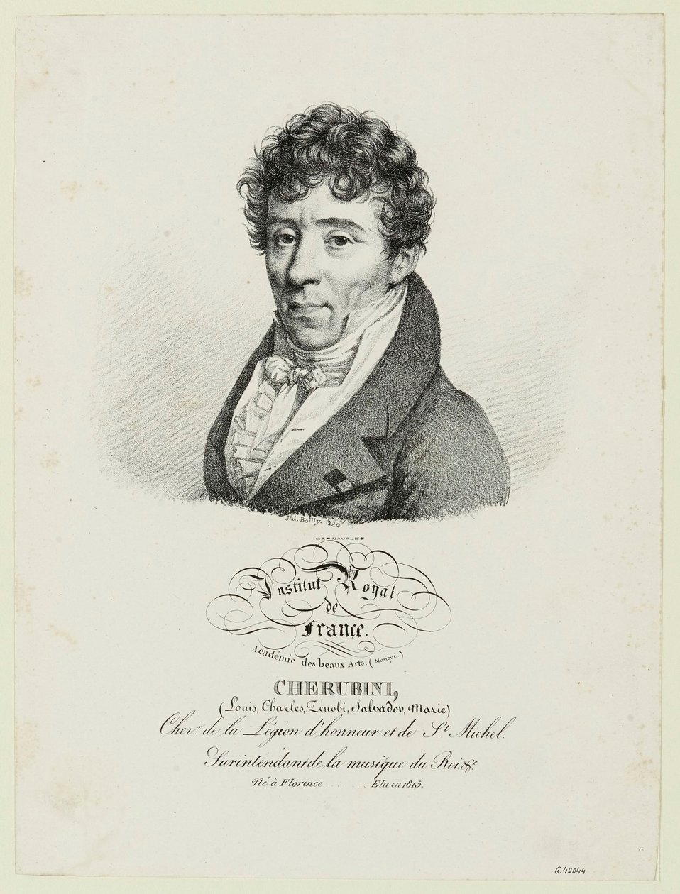 Cherubini, (Louis, Charles, Zénobi, Salvador, Marie) autorstwa Julien Leopold Boilly