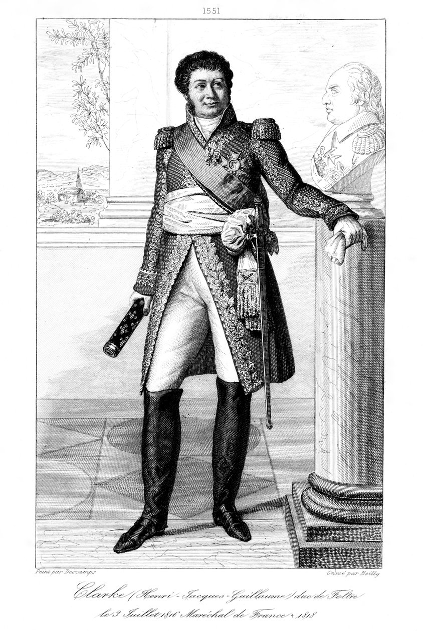 Henri Jacques-Guillaume Clarke 1765-1818, książę Feltre i marszałek Francji, 1839. autorstwa Julien Leopold Boilly