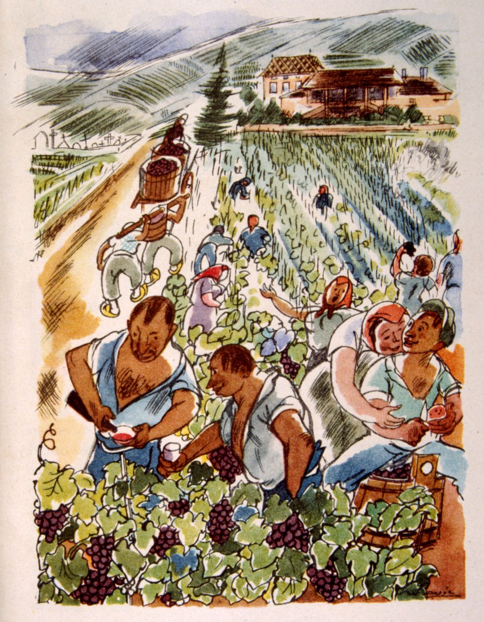 winnica francuska. 1944. Ilustracja autorstwa Juliena Pavila autorstwa Julien Pavil