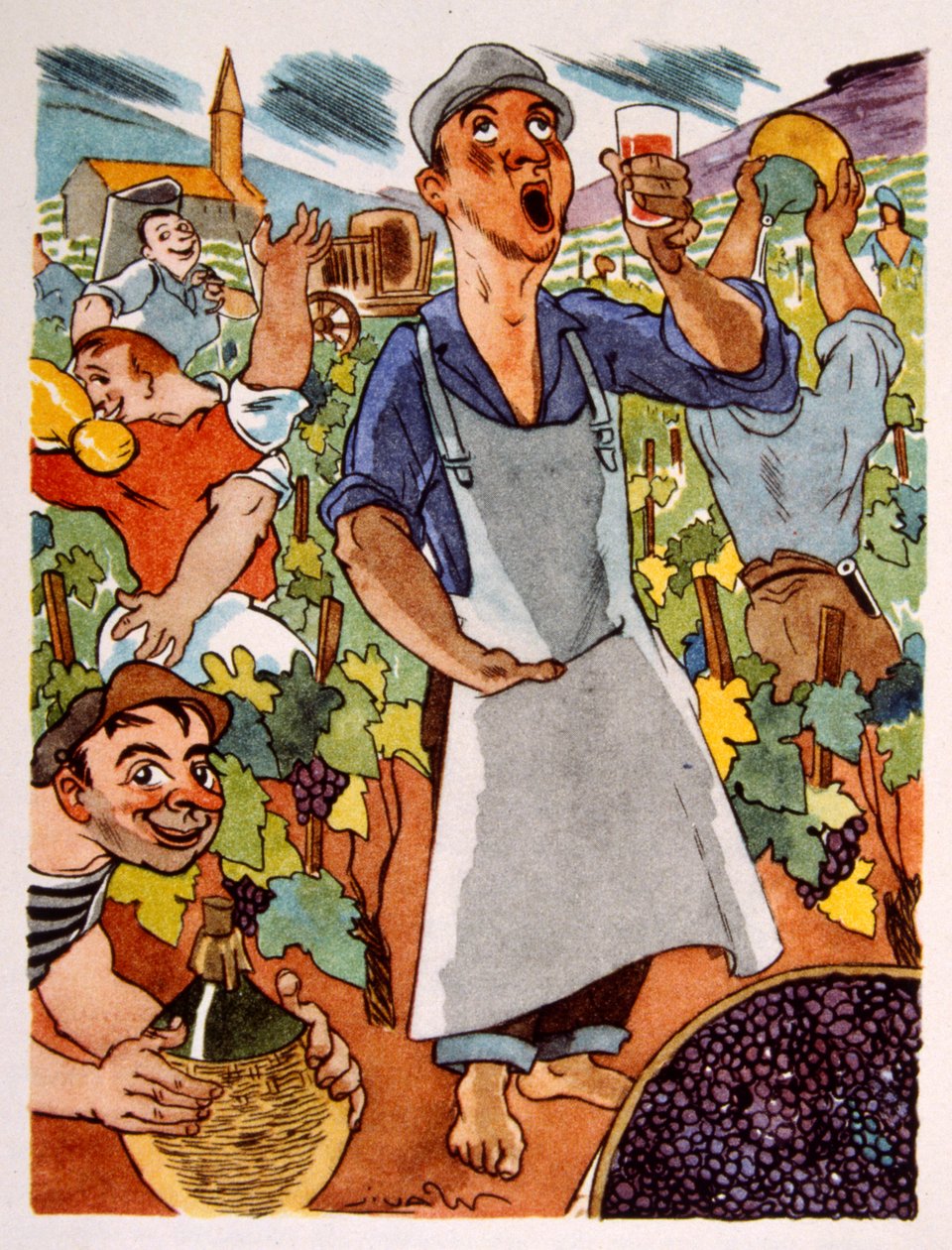 winnica francuska. 1944. Ilustracja autorstwa Juliena Pavila autorstwa Julien Pavil