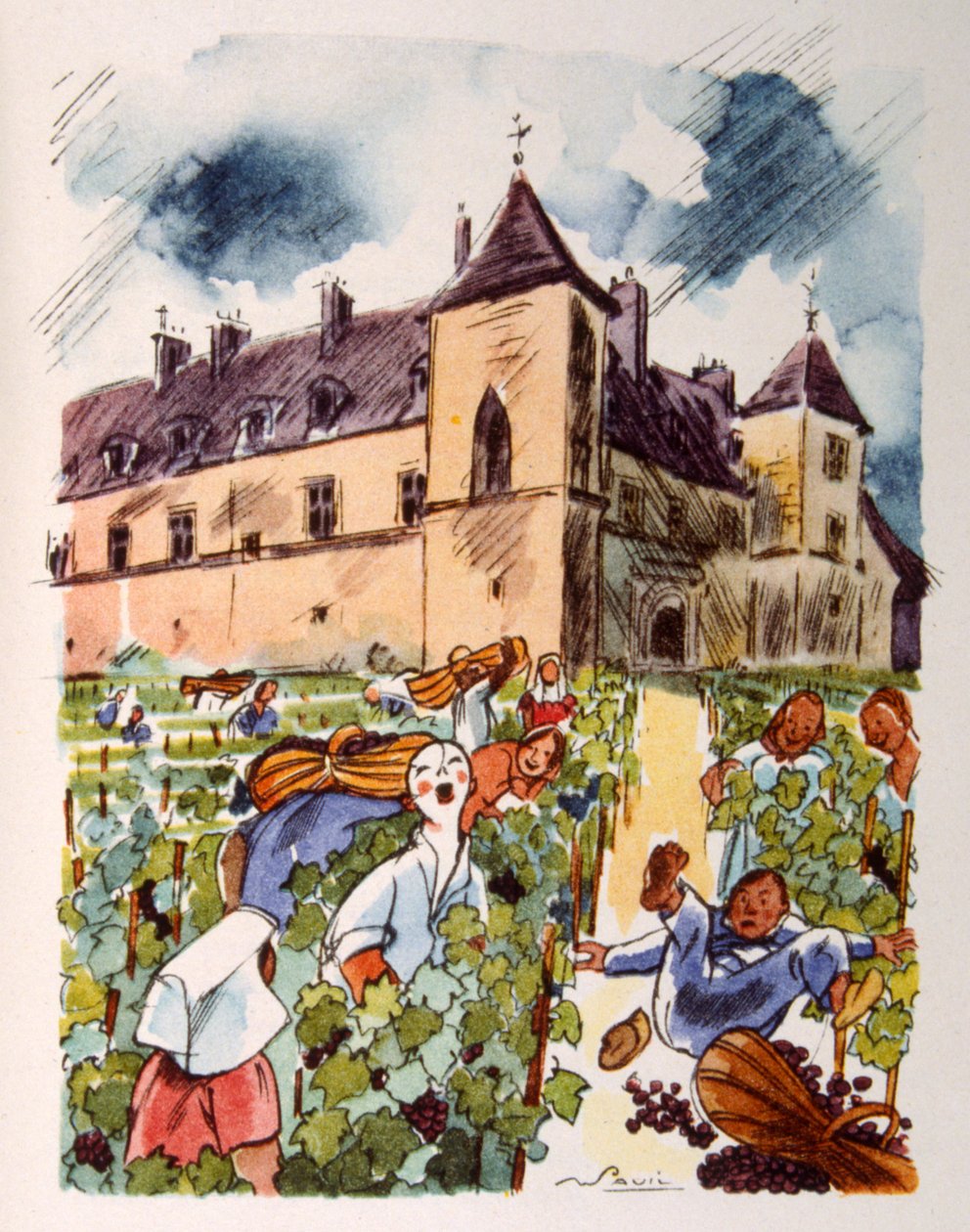 winnica francuska. 1944. Ilustracja autorstwa Juliena Pavila autorstwa Julien Pavil