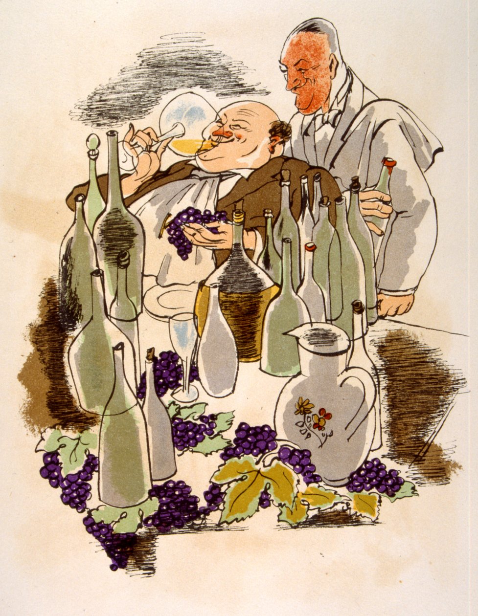 Humorous Wine Illustration 1946.Illustration autorstwa Julien Pavil autorstwa Julien Pavil