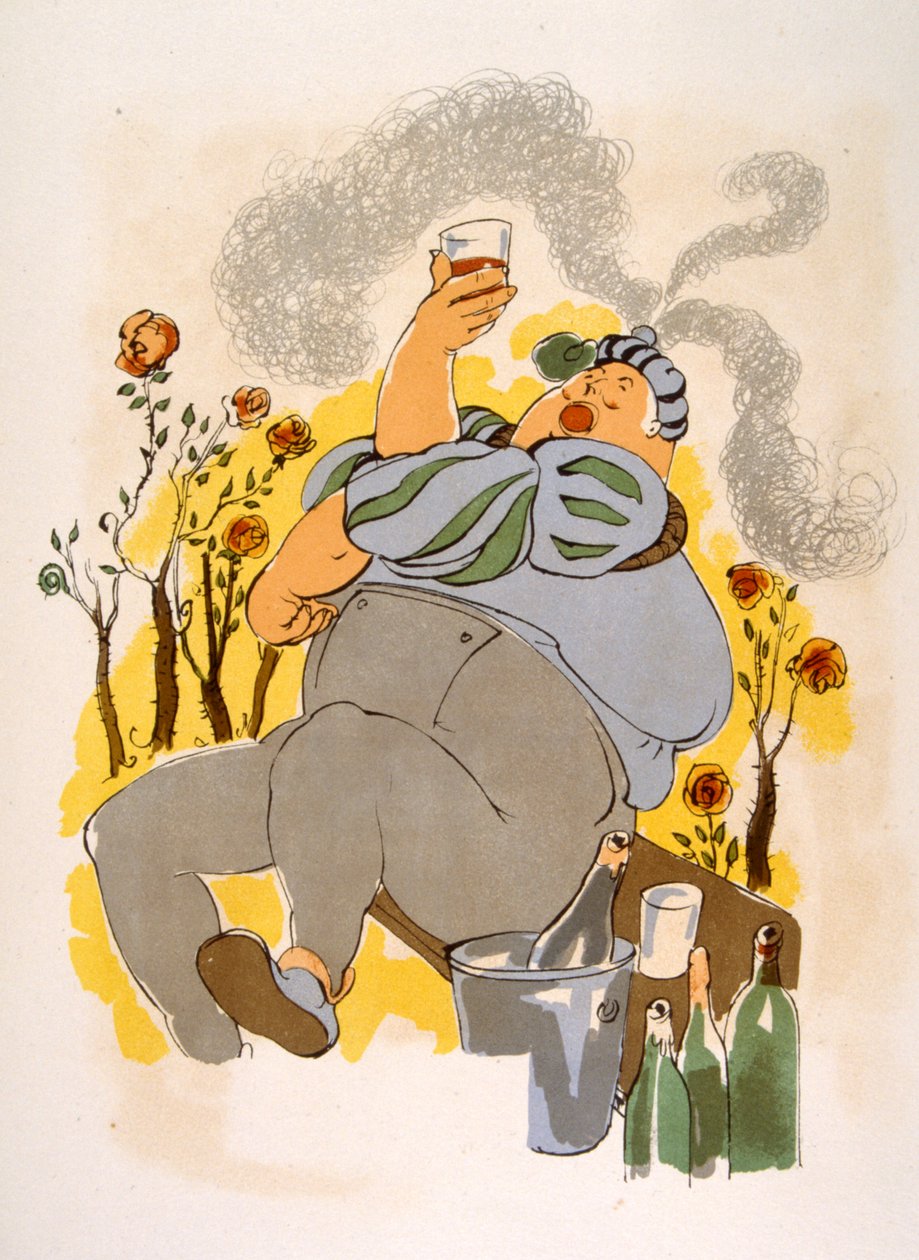 Humorous Wine Illustration 1946.Illustration autorstwa Julien Pavil autorstwa Julien Pavil