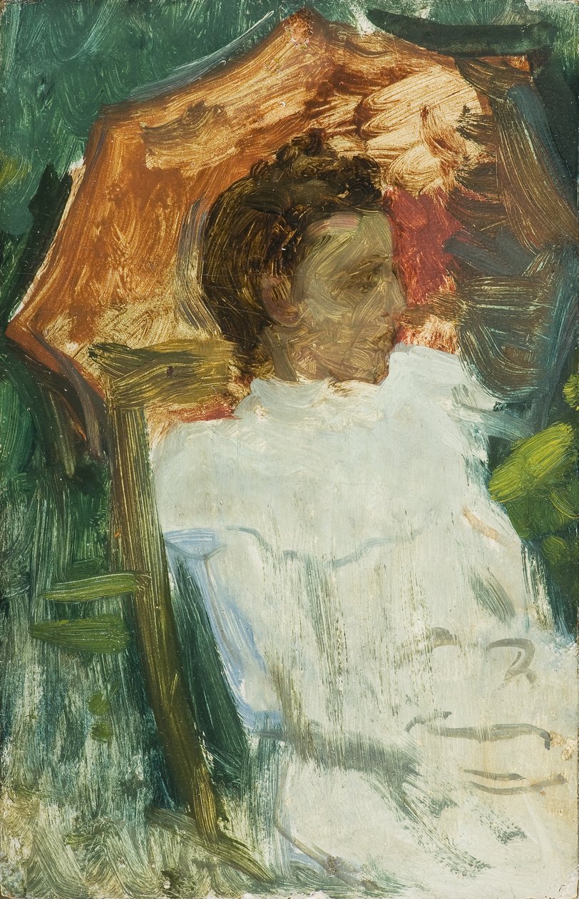 Młody mężczyzna z parasolem autorstwa Julio Romero de Torres