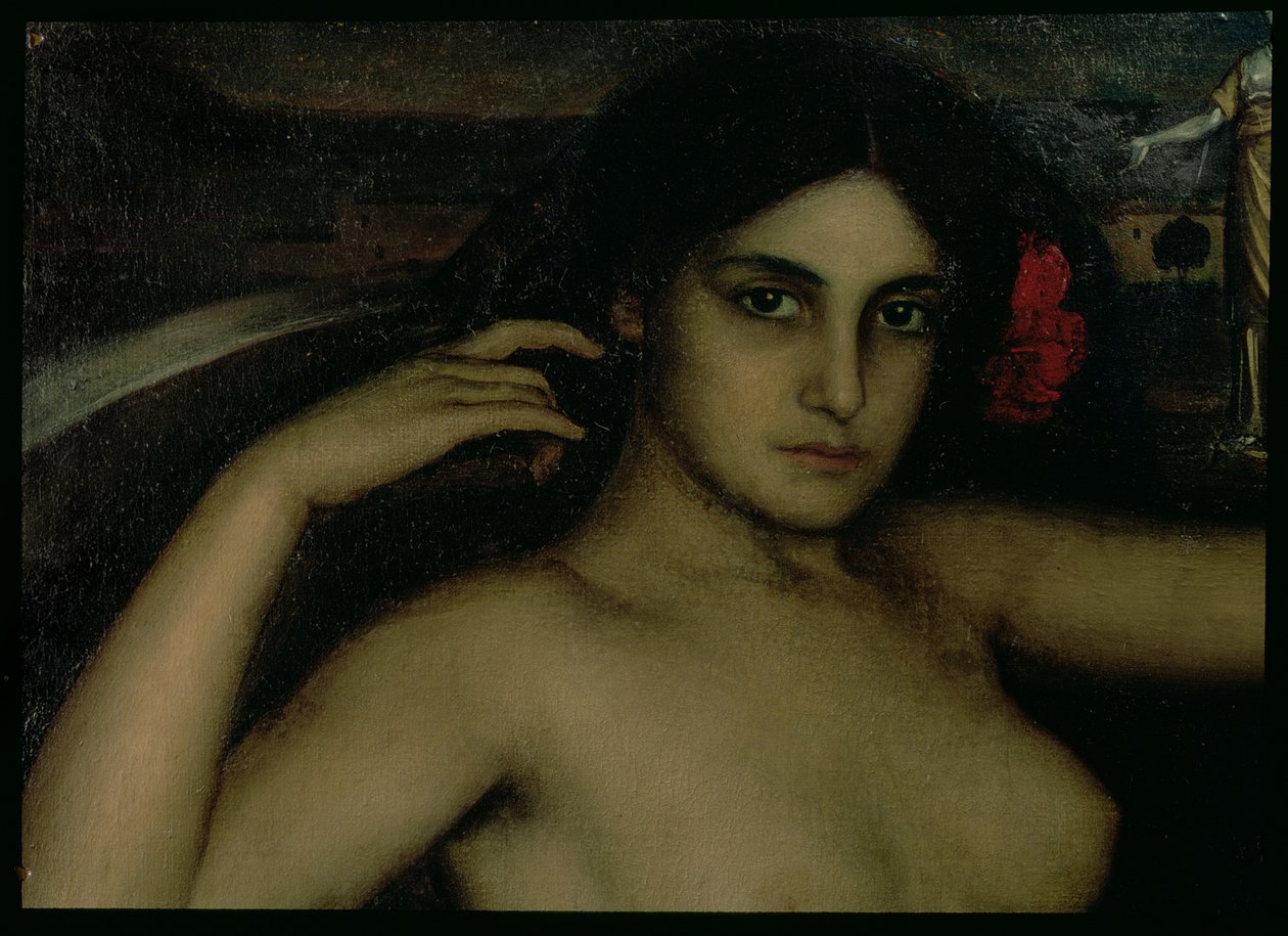 Detal z Ołtarza Miłości (olej na desce) autorstwa Julio Romero de Torres