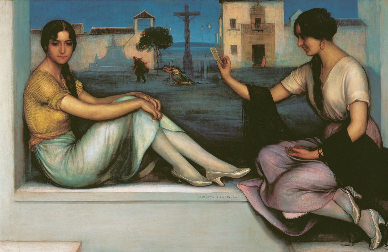 Wróżenie - Romero de Torres, Julio (1874-1930) - 1922 - Olej na płótnie - 106x163 - Museo Carmen Thyssen, Malaga autorstwa Julio Romero de Torres