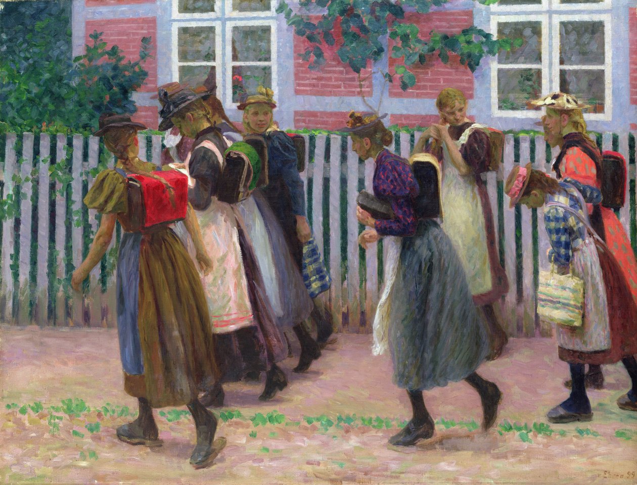 Dziewczyny w drodze do szkoły, 1899 autorstwa Julius August Friedrich Theodor von Ehren