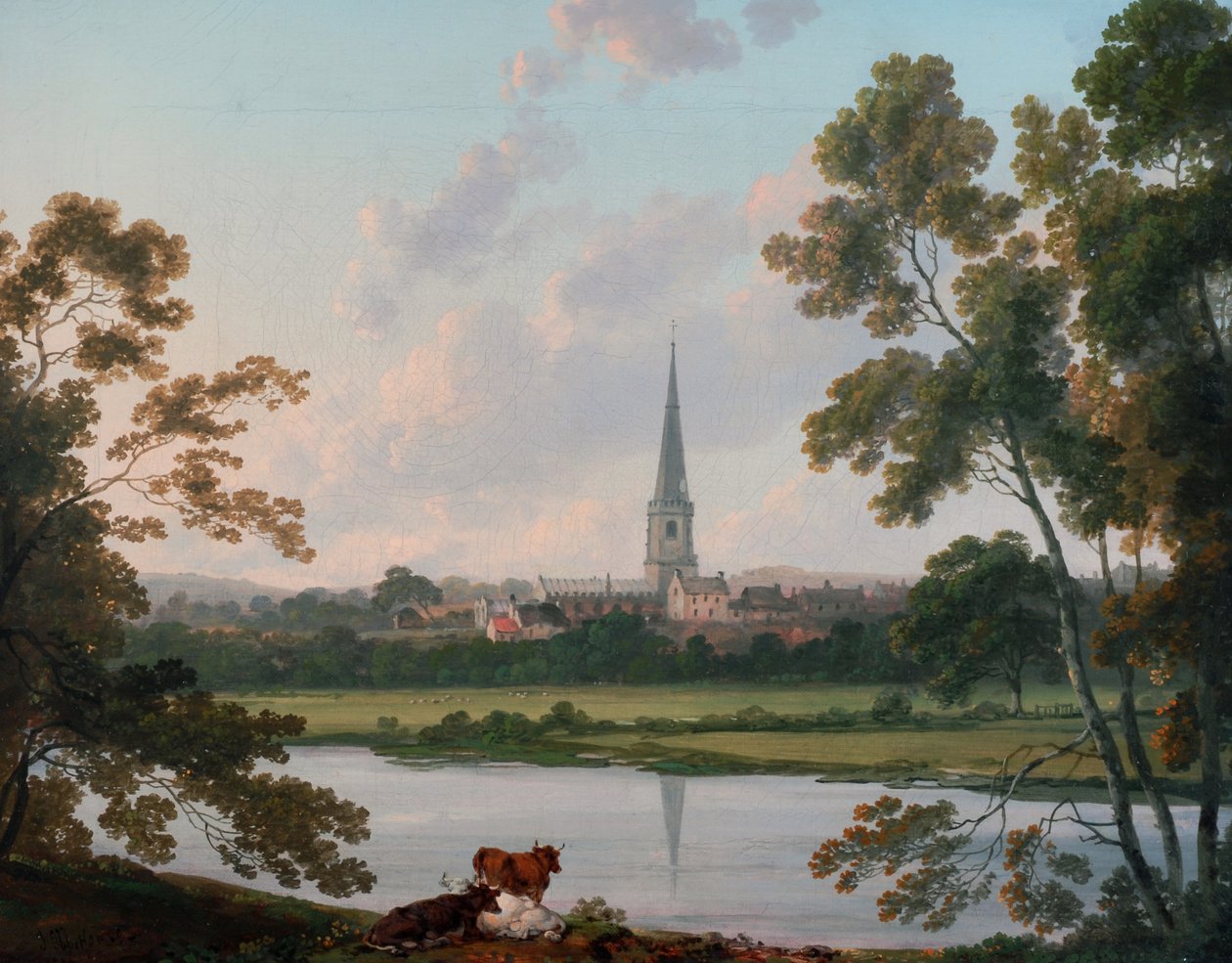 Widok Masham i rzeki Ure w Masham, 1816 autorstwa Julius Caesar Ibbetson