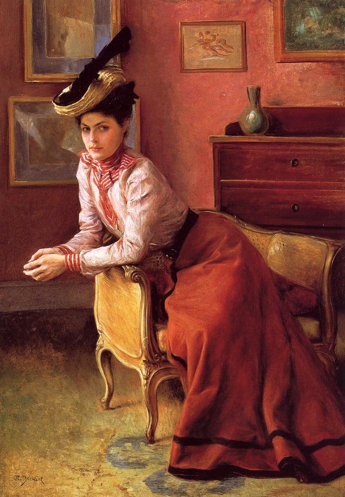 Elegancka sofa lub Kobieta we wnętrzu autorstwa Julius Leblanc Stewart