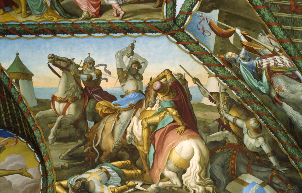 Pojedynek Sześciu Rycerzy autorstwa Julius Schnorr von Carolsfeld