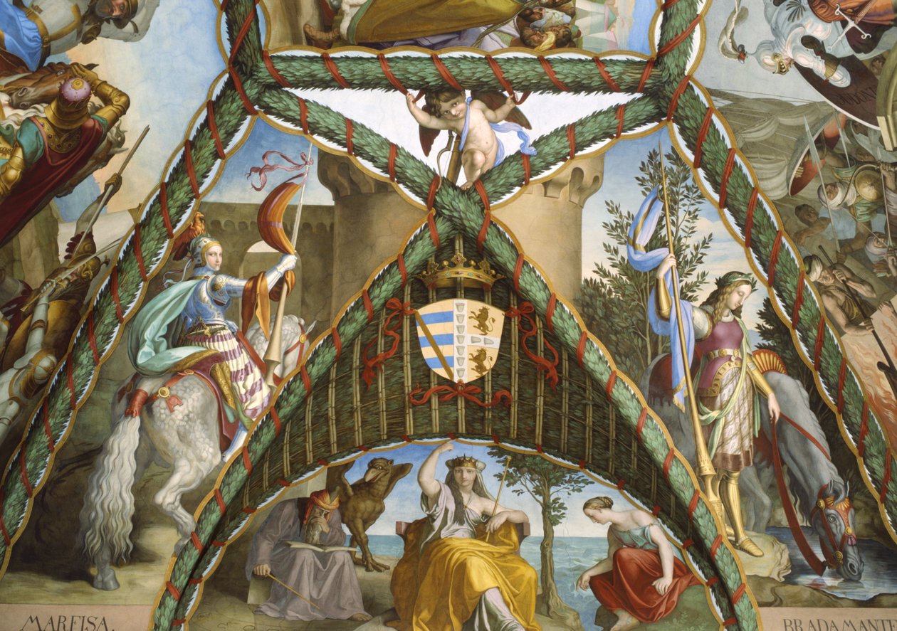 Czarodziejki Melissa, Atlanta, Alcina oraz postacie Marfisii i Bandimarte autorstwa Julius Schnorr von Carolsfeld