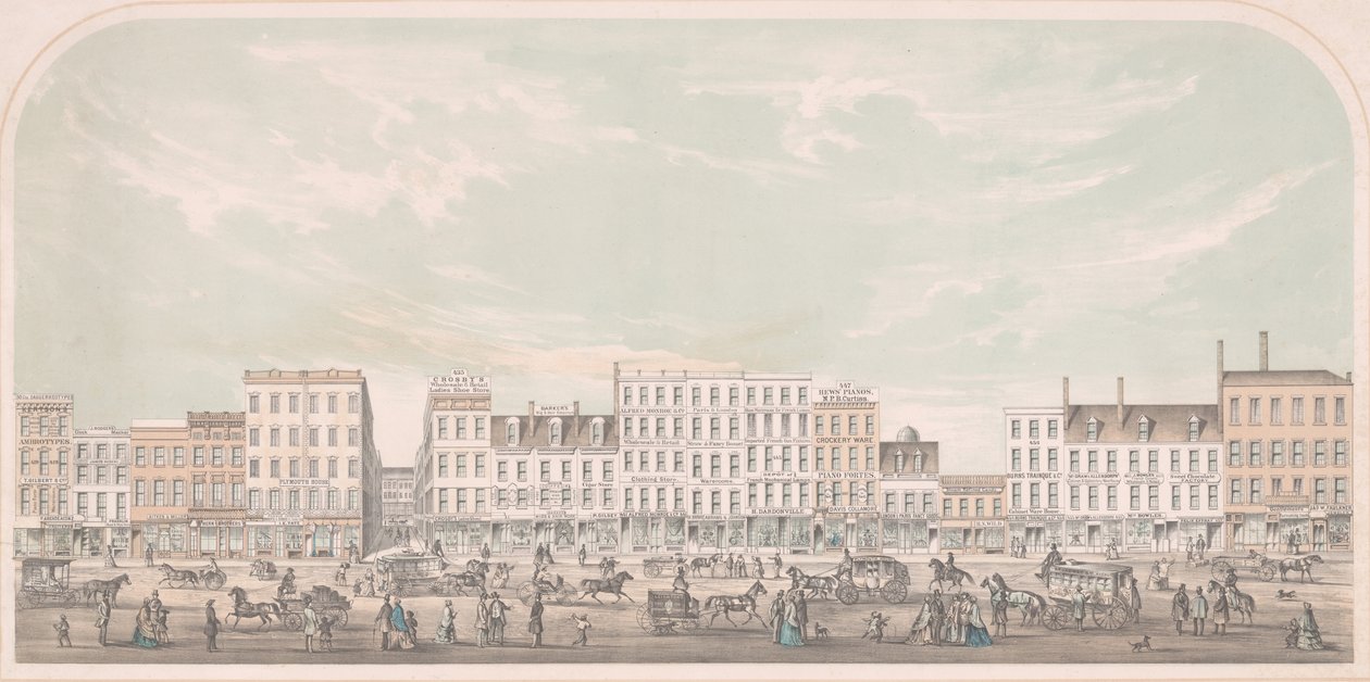 Broadway, Nowy Jork od Canal do Grand Street, West Side, 1856. autorstwa Julius Bien