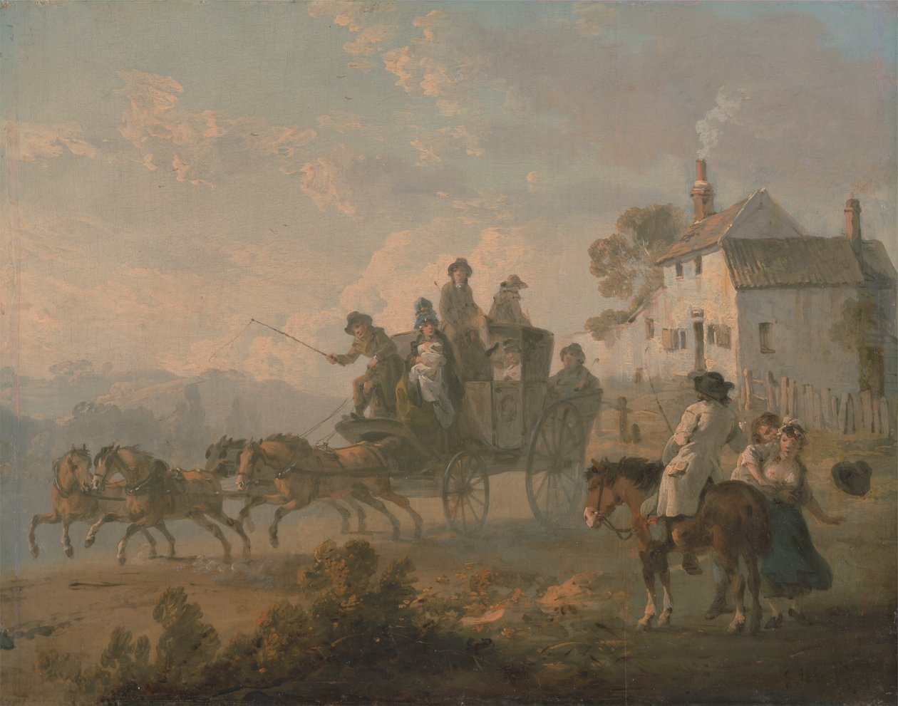 Dyliżans na wiejskiej drodze autorstwa Julius Caesar Ibbetson