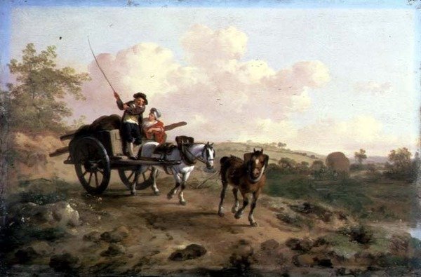 Idąc na targ (olej na płycie) (dla pary patrz 106158) autorstwa Julius Caesar Ibbetson