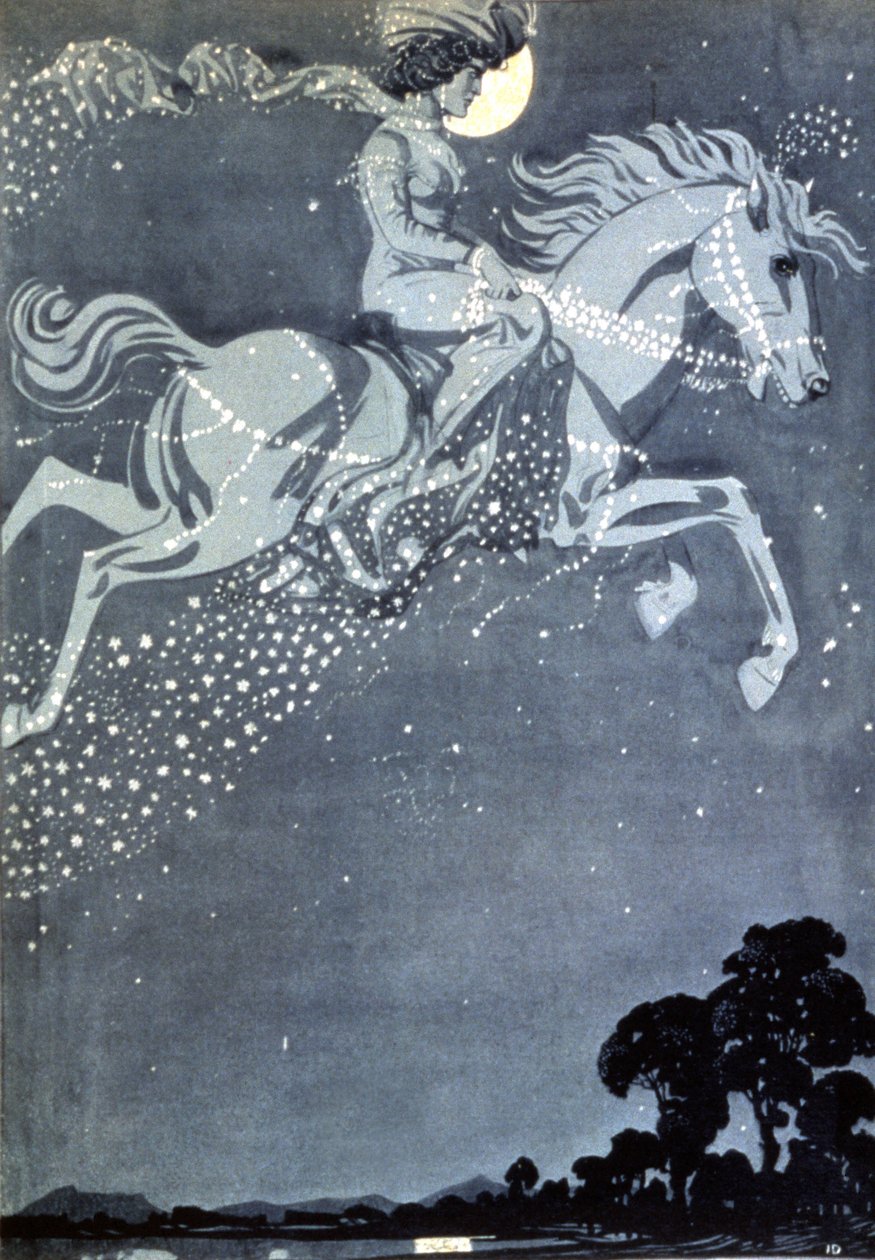 Nocny wędrowiec, koniec XIX wieku (ilustracja) autorstwa Julius Diez
