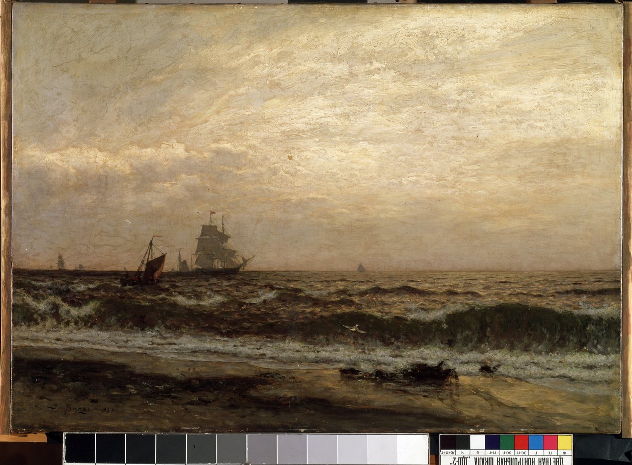 Statki na morzu (Statki na morzu). Obraz Juliusa Friedricha Runge (1843-1922). Olej na płótnie, 58,5 x 83,5 cm autorstwa Julius Friedrich Runge