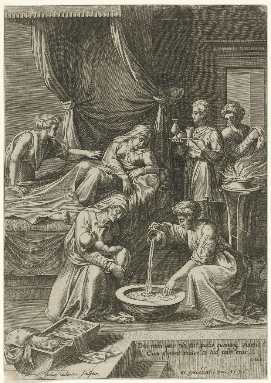 Narodziny Marii Panny autorstwa Julius Goltzius