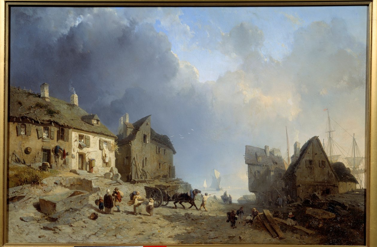 Noszenie palety w Dieppe Malarstwo Julesa Hintza (1805-1862) 1850 Roanne Musee Joseph Dechelette autorstwa Julius Hintz