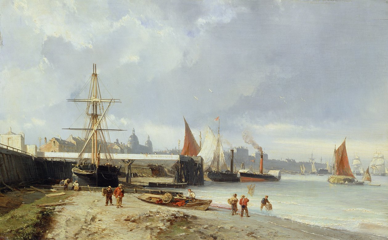 Doki na brzegu w Greenwich autorstwa Julius Hintz