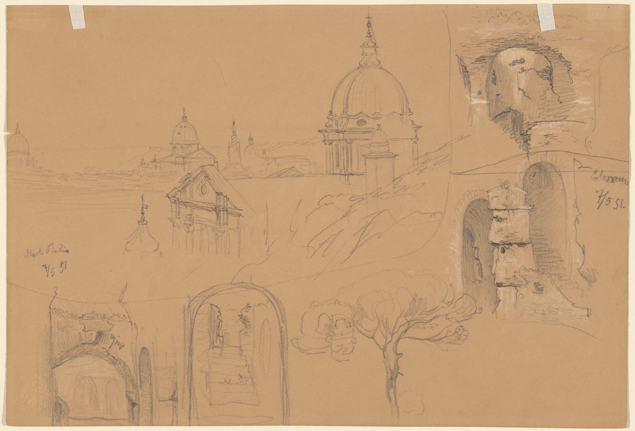 Studia nad Koloseum i Monte Pincio (verso) autorstwa Julius Jacob the Elder