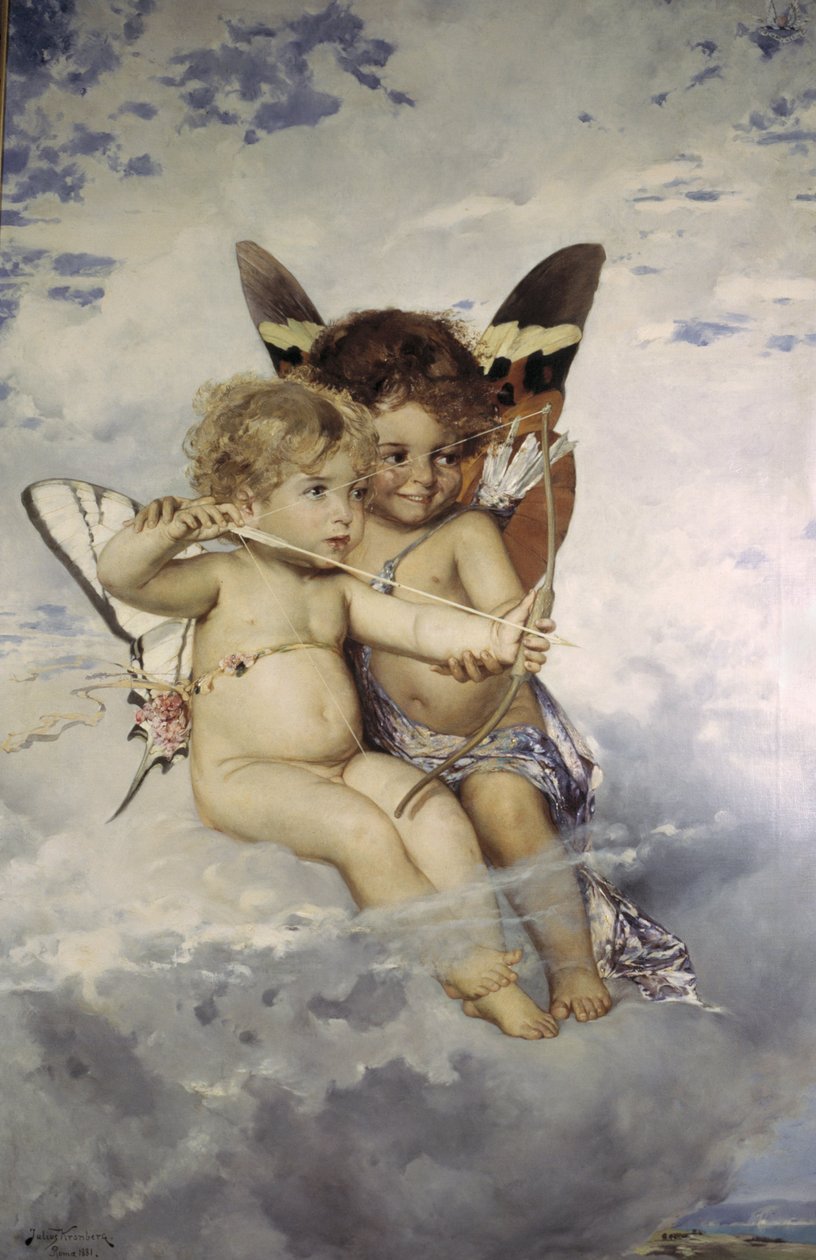 Cupidons - Amorki, Kronberg, Julius (1850-1921). olej na płótnie autorstwa Julius Kronberg