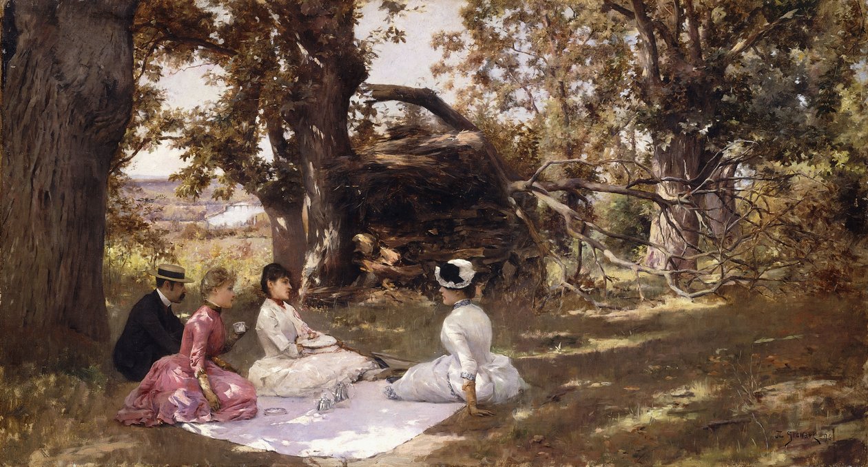 Piknik pod drzewami, 1896 autorstwa Julius Leblanc Stewart